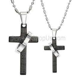Titanium Black Cross Lovers Pendants with Free Chains C287