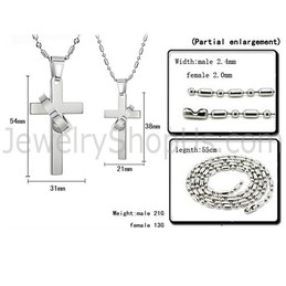 Titanium Silver Cross Pendants with Free Chains 136