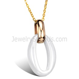 Titanium "0" Ceramic women's Pendant with Gold Chain C717