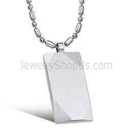 Rectangle Tungsten Silver Pendant C638