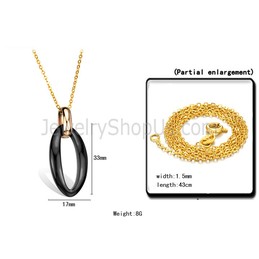 Black Ceramic "0" Tungsten Pendant with Gold Chain C716