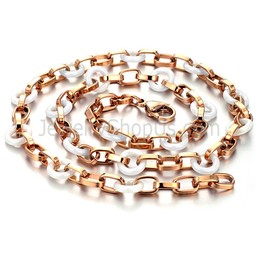 Ceramic Circle and Rose Gold Titanium Necklace C745