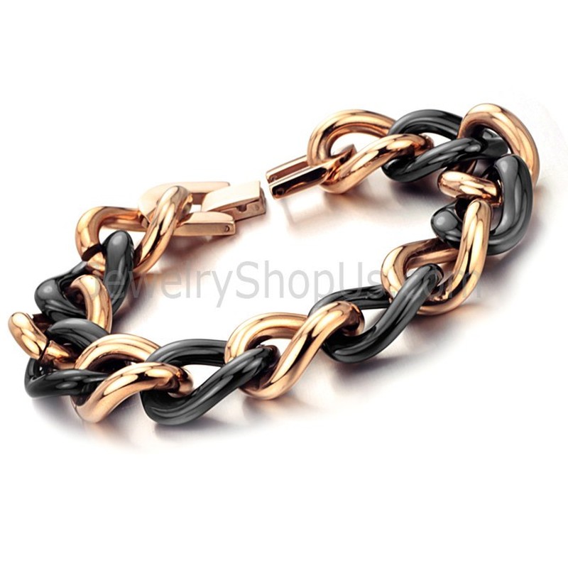Ceramic and Titanium Bracelet and Rose Gold plated C434