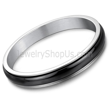 Blcak Ceramic Nested Silver Titanium Bangle 420