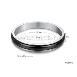 Blcak Ceramic Nested Silver Titanium Bangle 420