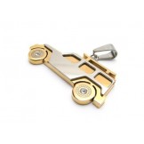 Mens Golden Pure Titanium Jeep Pendant Necklace Chain
