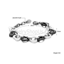 Black and White Ceramic Sweetheart Titanium Bracelet C426