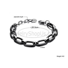 Black Ceramic Circle and Tianium Chain Bracelet C427