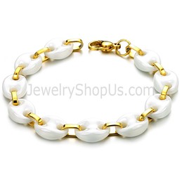 White Ceramic and Gold Titanium Bracelet C428