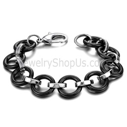 Black Ceramic circle and Titanium Bracelet C406
