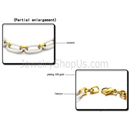 White Ceramic and Gold Titanium Bracelet C427