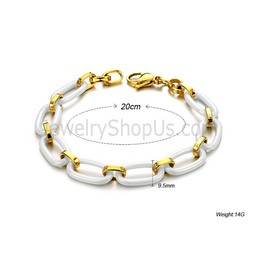 White Ceramic and Gold Titanium Bracelet C427