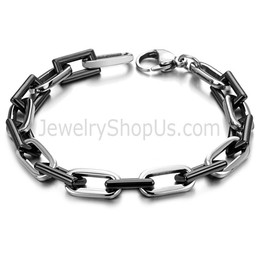 Black Rectangle Ceramic and Circle Titanium Bracelet C430