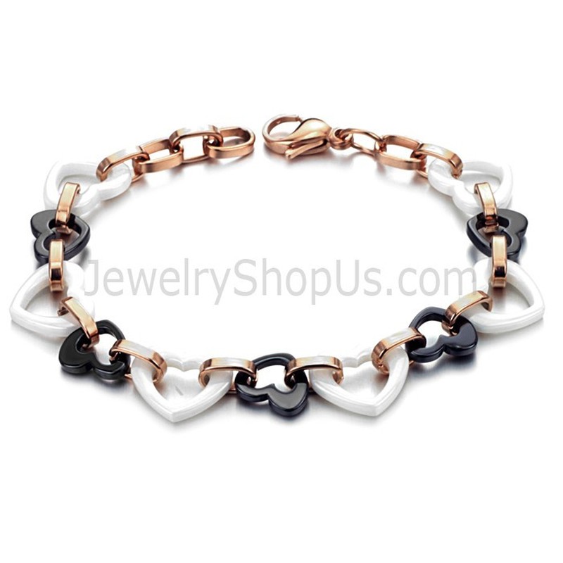 Black and White Sweetheart Ceramic Bracelet C429