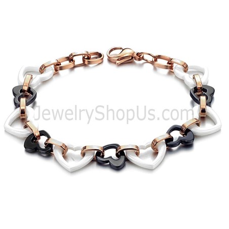 Black and White Sweetheart Ceramic Bracelet C429