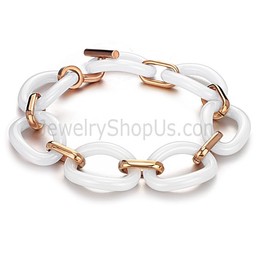 White Ceramic and Rose Gold Titanium Bracelet C404