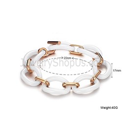 White Ceramic and Rose Gold Titanium Bracelet C404