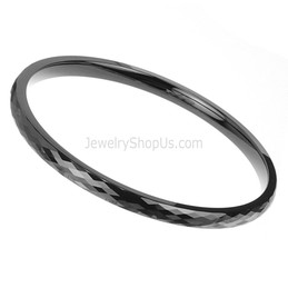 Ceramic Intricate Multifaceted Design Bangle (Black, White) C871