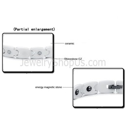 Healthy White Ceramic Bracelet with Rhinestones C415