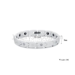 Healthy White Ceramic Bracelet with Rhinestones C415