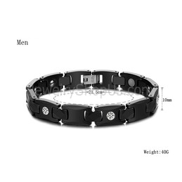 Healthy Black Ceramic Couple Bracelet with Rhinestones C419