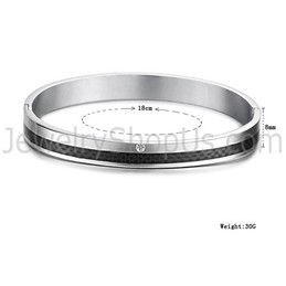 Tatanium Rose Gold and Black Grid Couple Bangles with Rhinestones C746