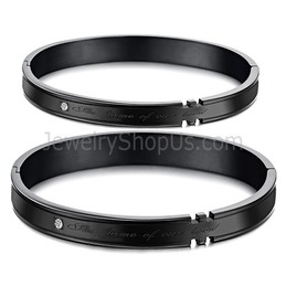 Tatanium Couple Bangles with Rhinestones (Black,Rose Gold) C731
