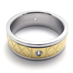 Gold  Diamond Titanium Ring 20179