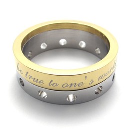 Half Gold Titanium Ring 20920