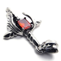 Dagger Cross Red Diamond Titanium Pendant 20446