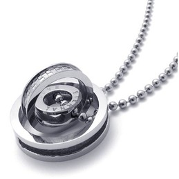Silver Accent Multiple Rings Lovers Titanium Pendant 20969