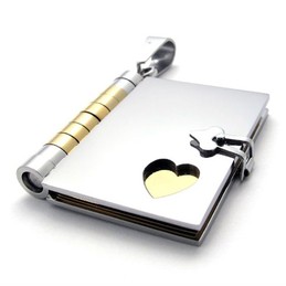 Gold Book Lovers Titanium Pendant 20469