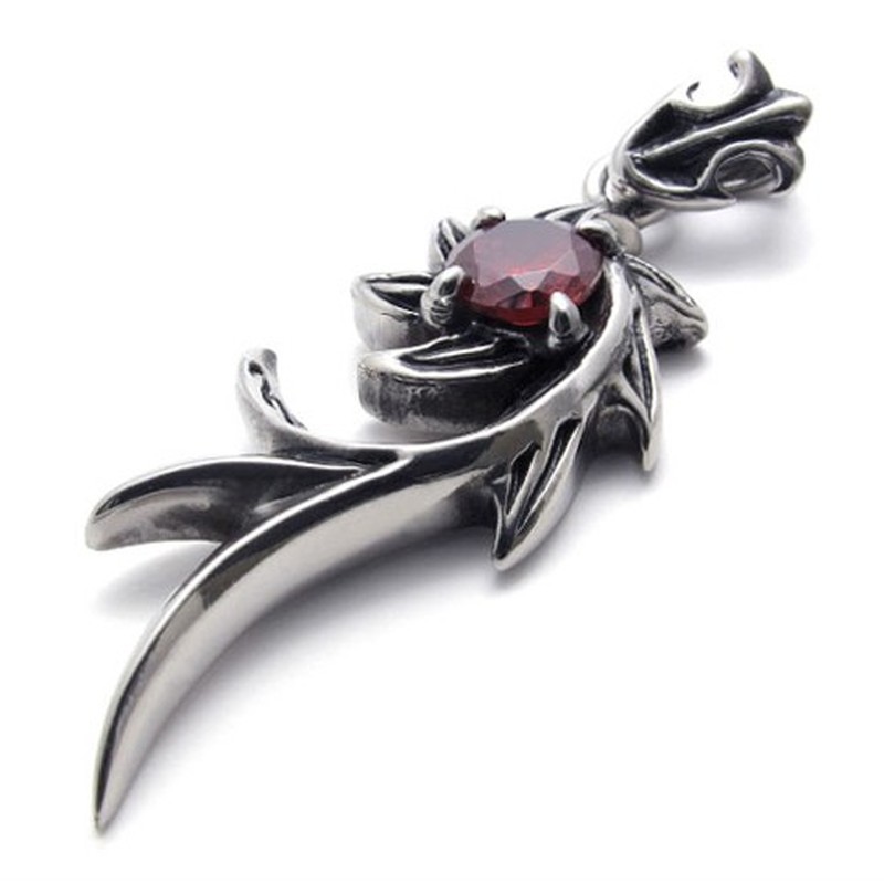 Red Diamond Mermaid Titanium Pendant 20457