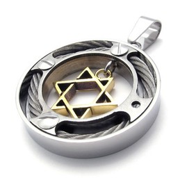 Cable Ring Gold Star Lovers Titanium Pendant 20254