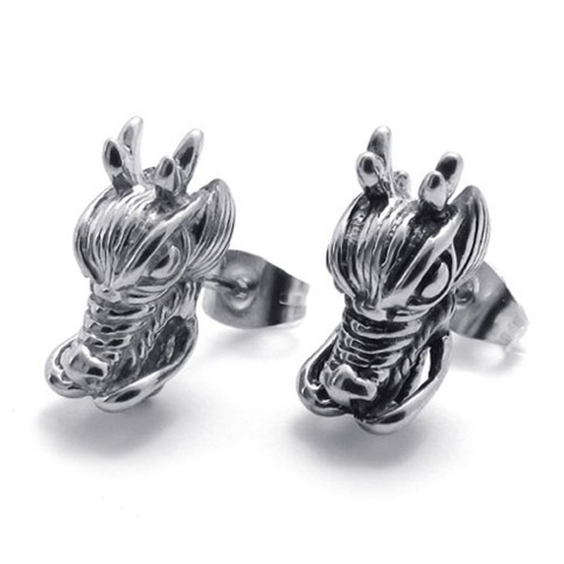 Chinese Dragon Titanium Earrings 20354