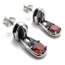 Red Diamond Titanium Earrings 20338