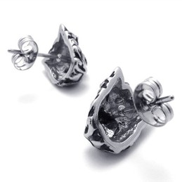 Lion Head Titanium Earrings 20334