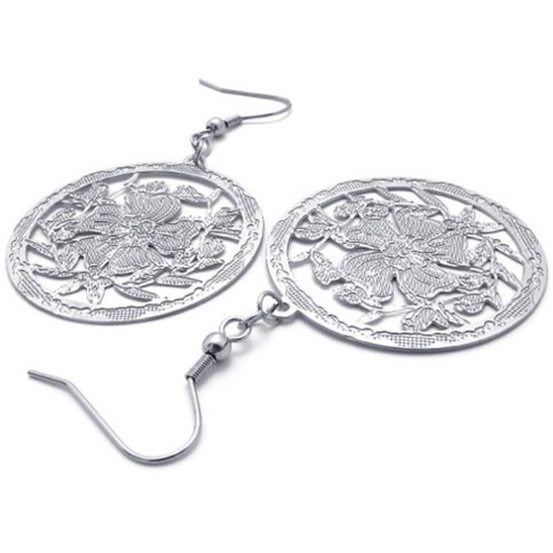 Hollow Flower Titanium Earrings 20237