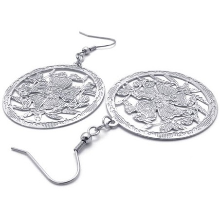 Hollow Flower Titanium Earrings 20237
