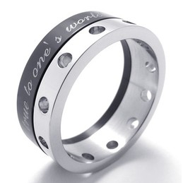 Half Black Titanium Ring 20919