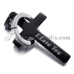Black Titanium Cross and Circle Pendant