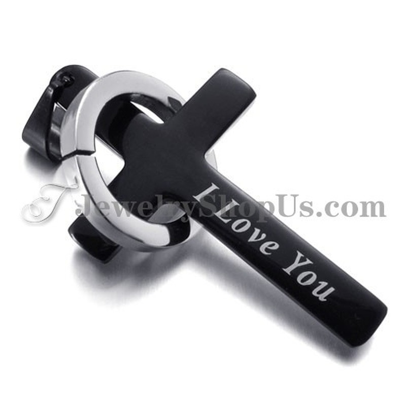 Black Titanium Cross and Circle Pendant