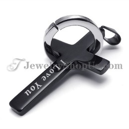 Black Titanium Cross and Circle Pendant