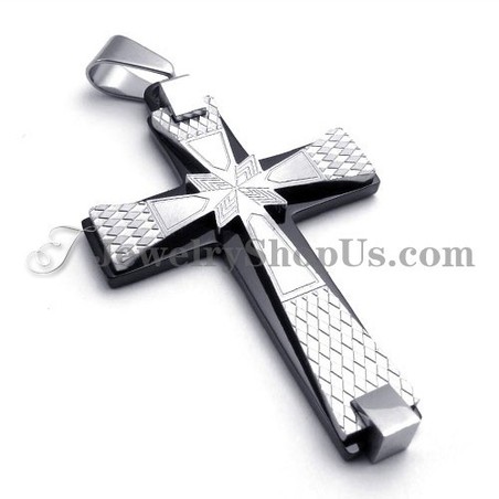 Elegant Black Titanium Cross Pendant
