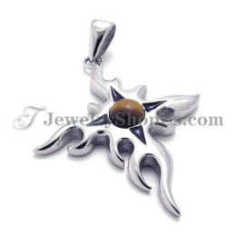 Fashion Titanium Pendant with Brown Zircon