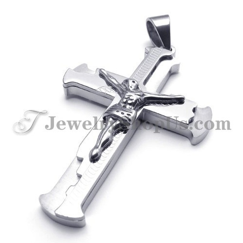 Classical Titanium Cross of Jesus Pendant