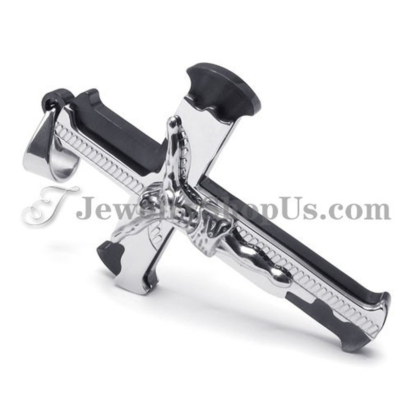 Classical Black Titanium Cross of Jesus Pendant