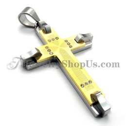 Gorgeous Gold Titanium Cross Rhinestones Pendant