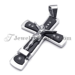 Classical Cross of Jesus Black Titanium Pendant