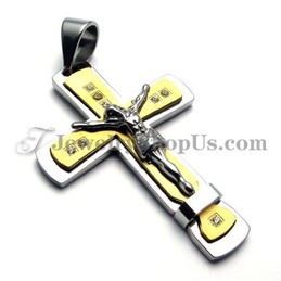 Gorgeous Gold Titanium Jesus Cross Pendant